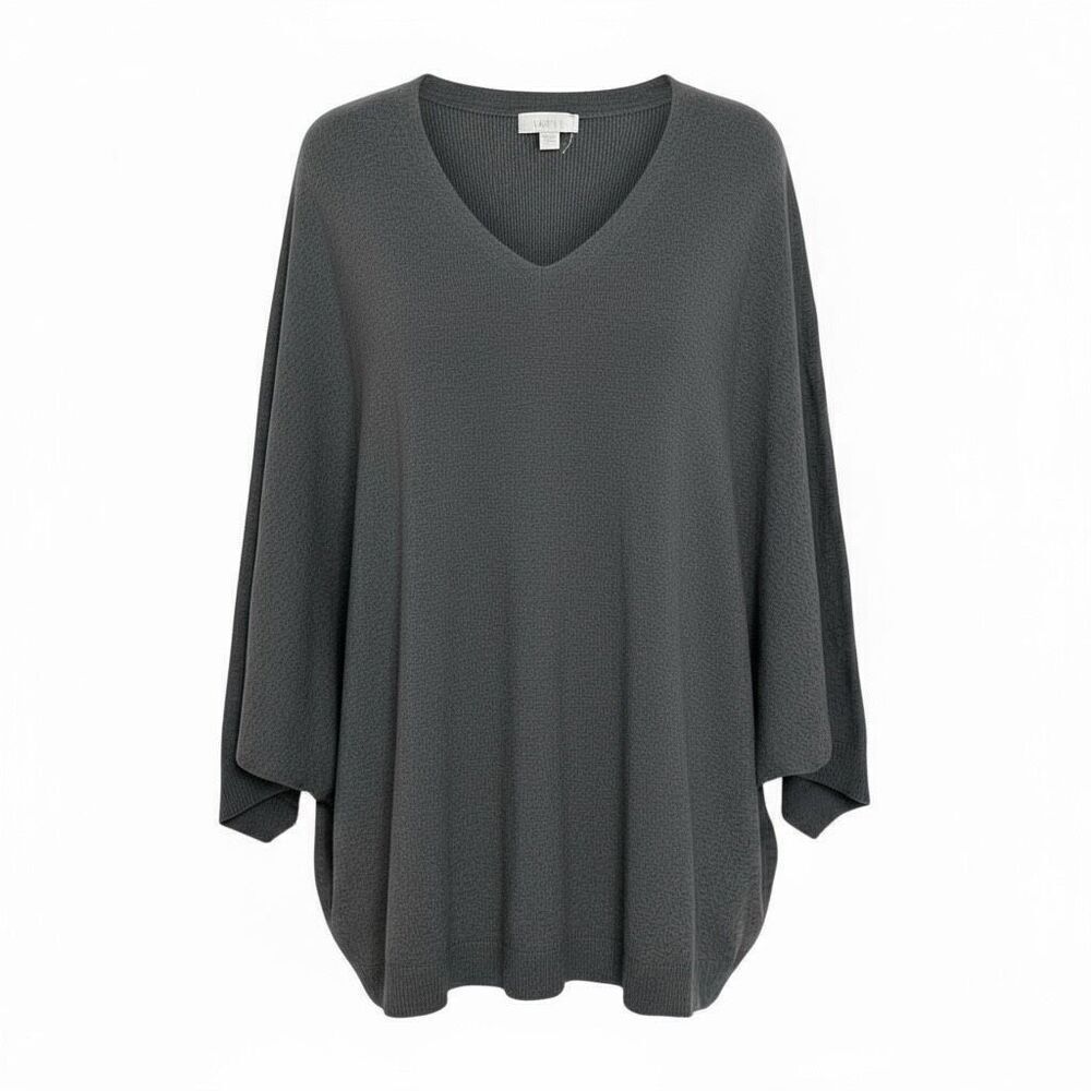 Belle by Kim Gravel Multi Ribbed Butterfly Sleeve V-Neck Sweater Gray XL